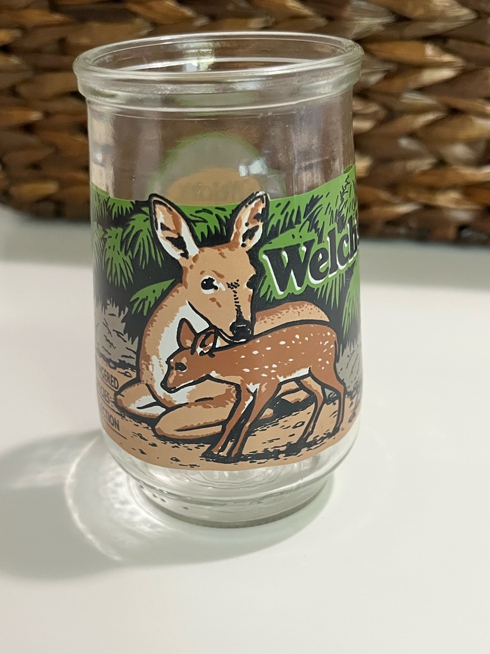 Vintage Welch’s WWF Endangered Species Key Deer Glass Jar